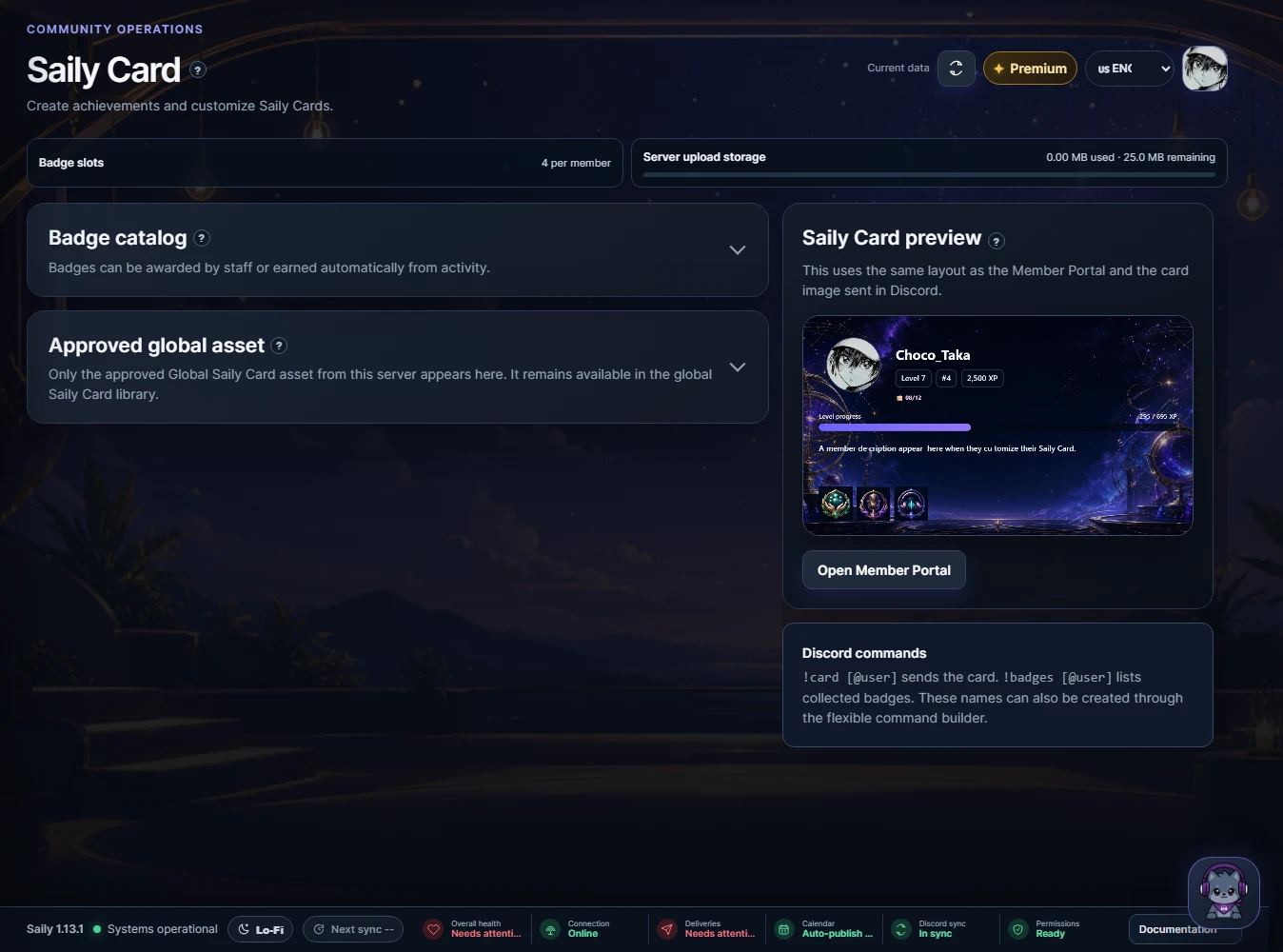 Sanitized Saily Card workspace rendered by the real dashboard