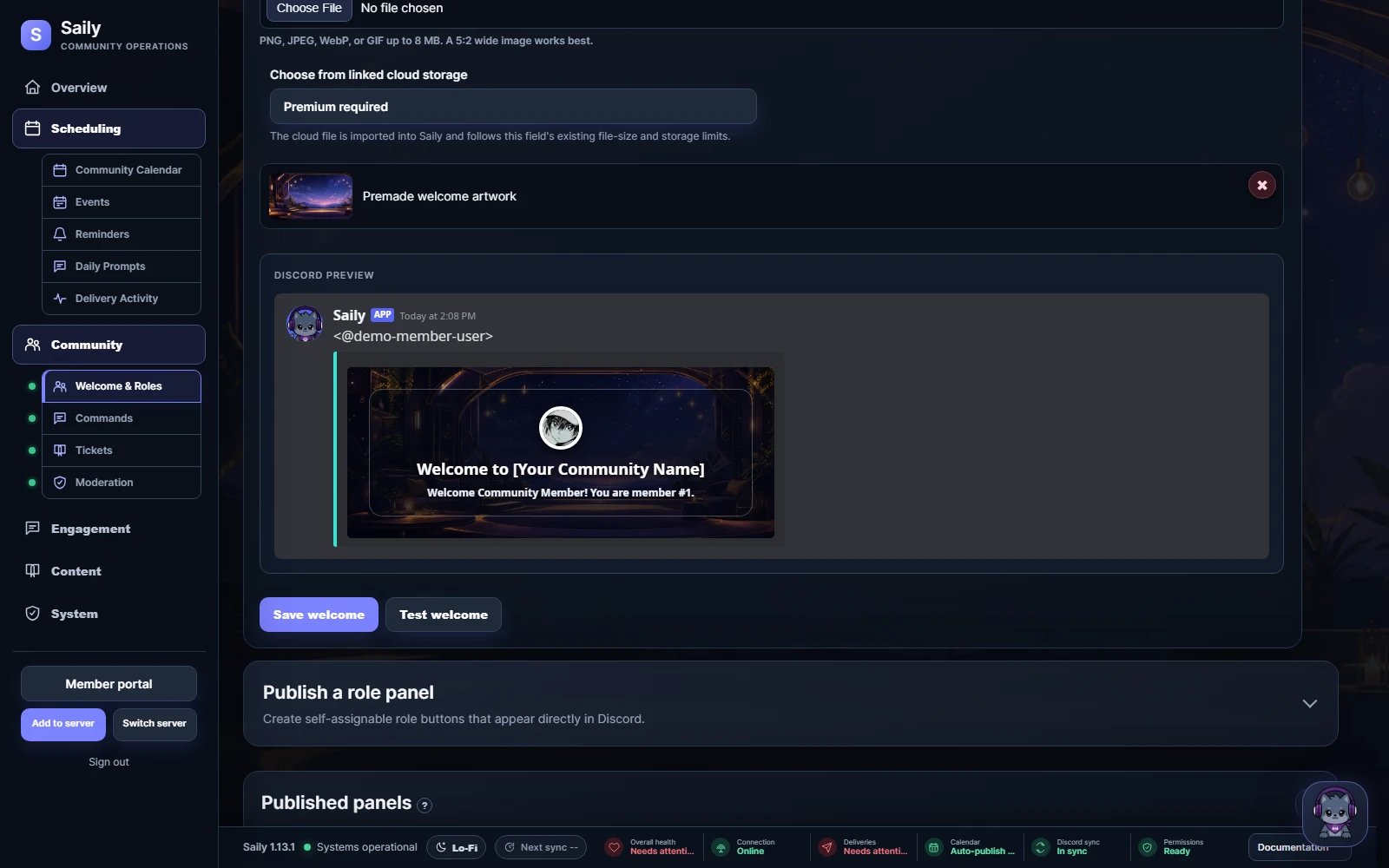 Current Saily Community dashboard view